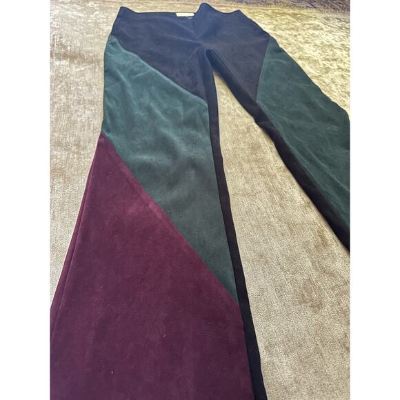 Cache micro Suede Pants black green maroon retro quilt formal party Y2K rare - Picture 1 of 16